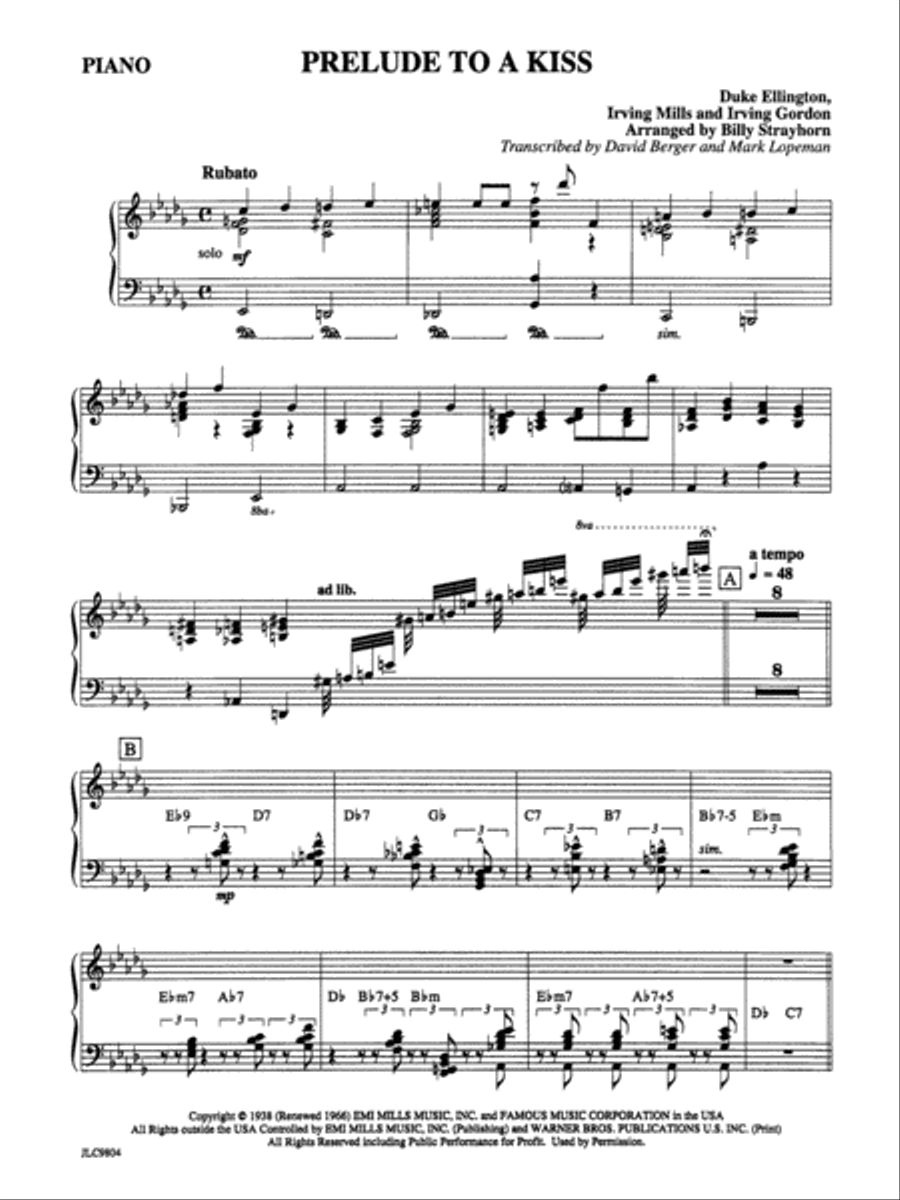 Prelude to a Kiss: Piano Accompaniment Jazz Ensemble scores gallery preview page 1