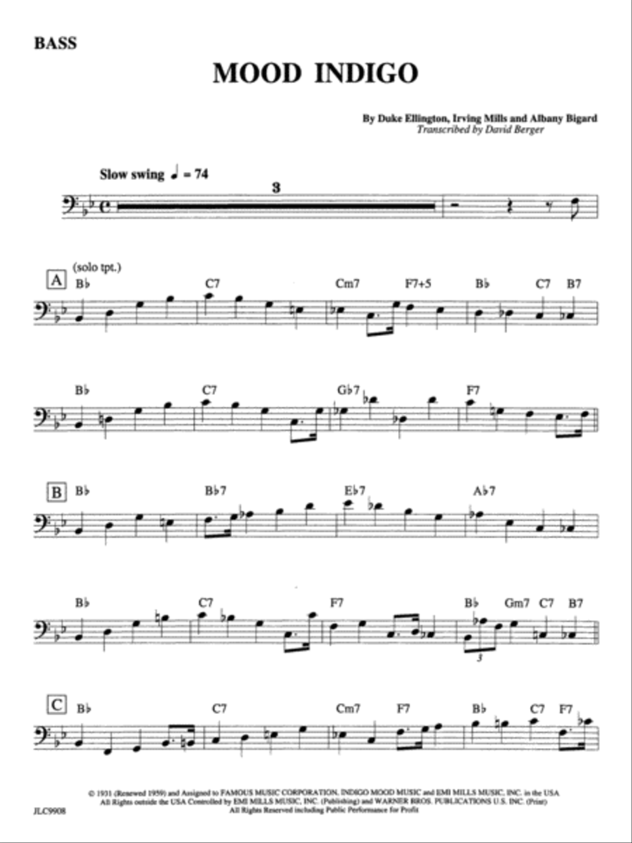 Mood Indigo: String Bass Jazz Ensemble scores gallery preview page 1