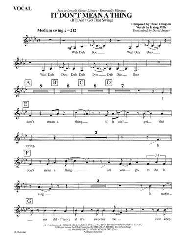 It Don't Mean a Thing If It Ain't Got That Swing: Vocals