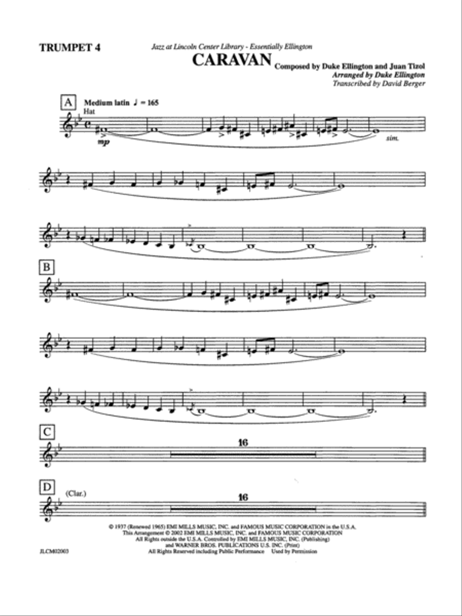Caravan: 4th B-flat Trumpet Jazz Ensemble scores gallery preview page 1