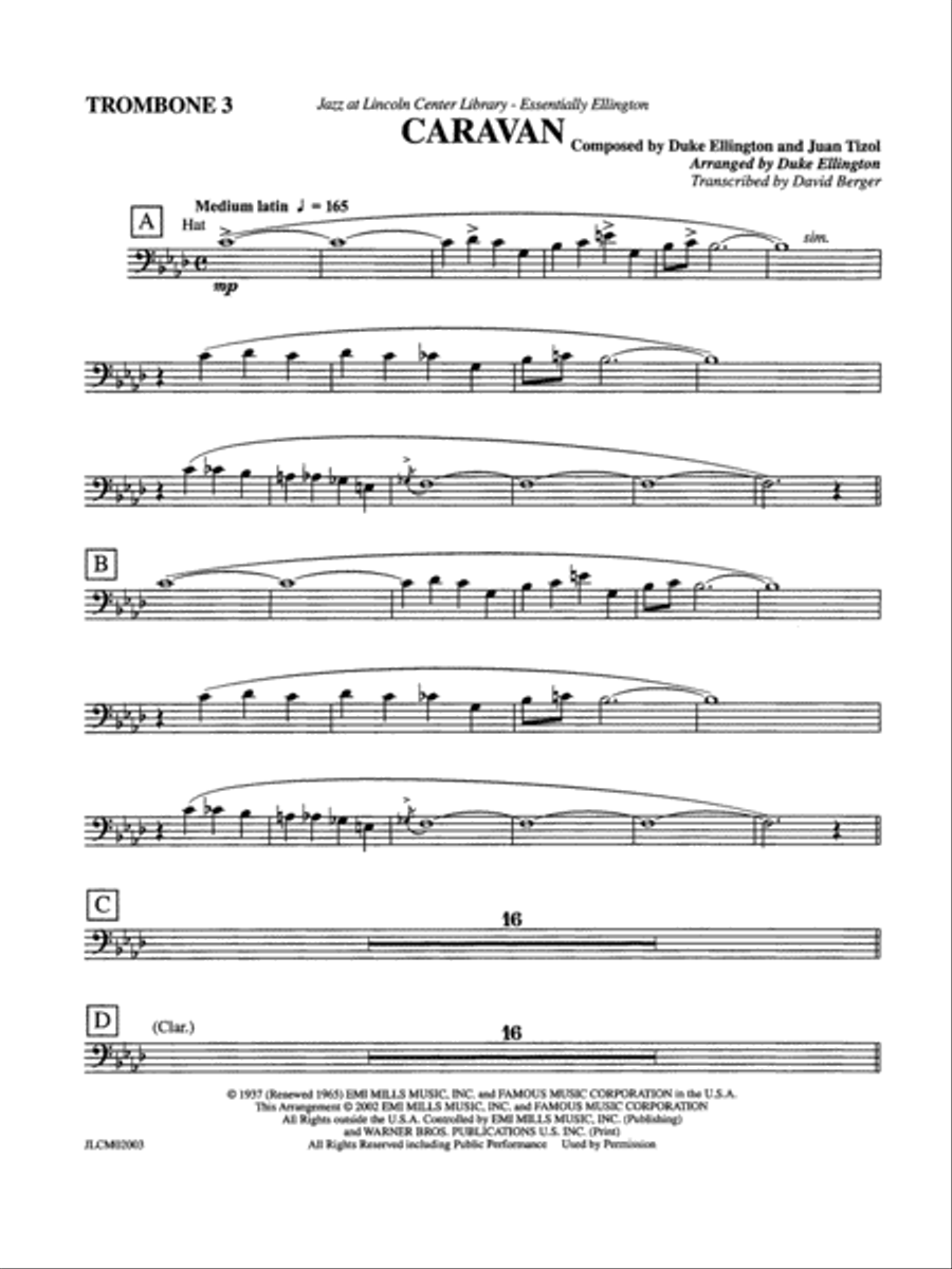 Caravan: 3rd Trombone Jazz Ensemble scores gallery preview page 1