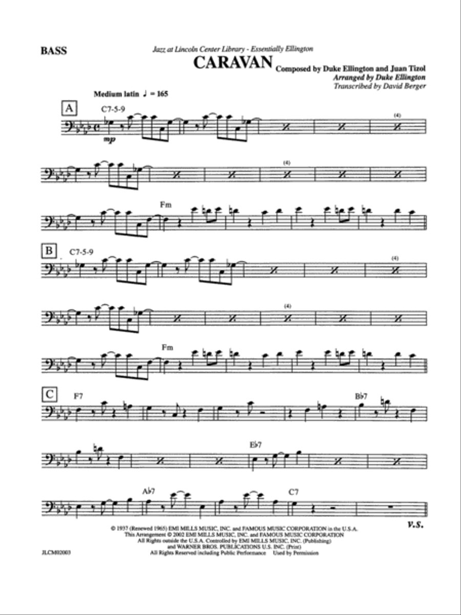 Caravan: String Bass Jazz Ensemble scores gallery preview page 1