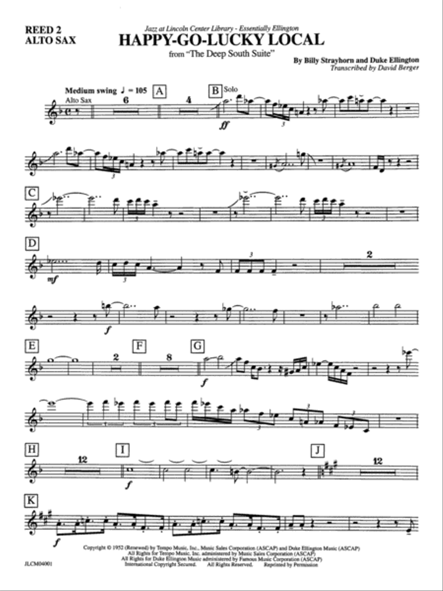 Happy-Go-Lucky Local (from Deep South Suite): 2nd E-flat Alto Saxophone Jazz Ensemble scores gallery preview page 1
