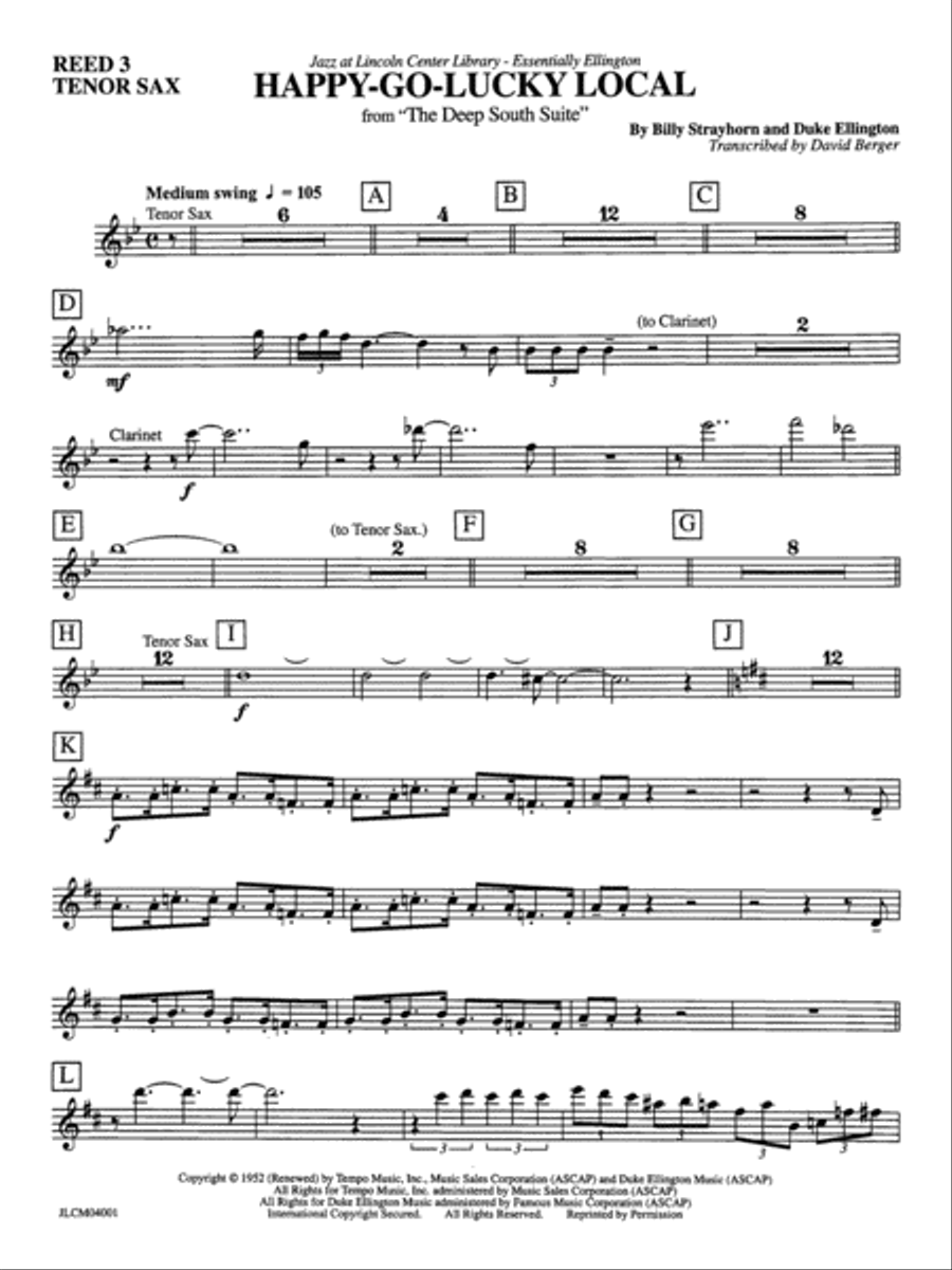 Happy-Go-Lucky Local (from Deep South Suite): B-flat Tenor Saxophone Jazz Ensemble scores gallery preview page 1