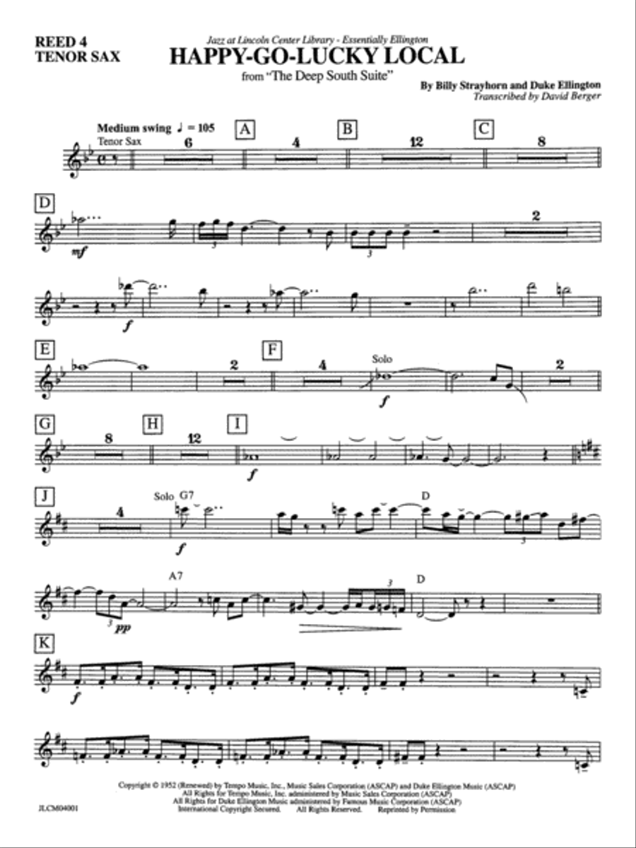 Happy-Go-Lucky Local (from Deep South Suite): 2nd B-flat Tenor Saxophone Jazz Ensemble scores gallery preview page 1