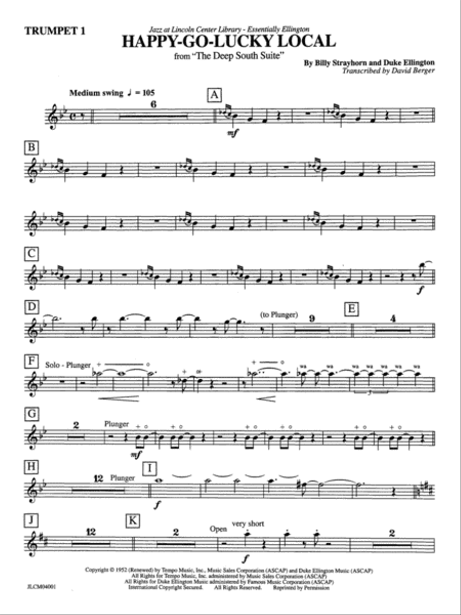 Happy-Go-Lucky Local (from Deep South Suite): 1st B-flat Trumpet Jazz Ensemble scores gallery preview page 1