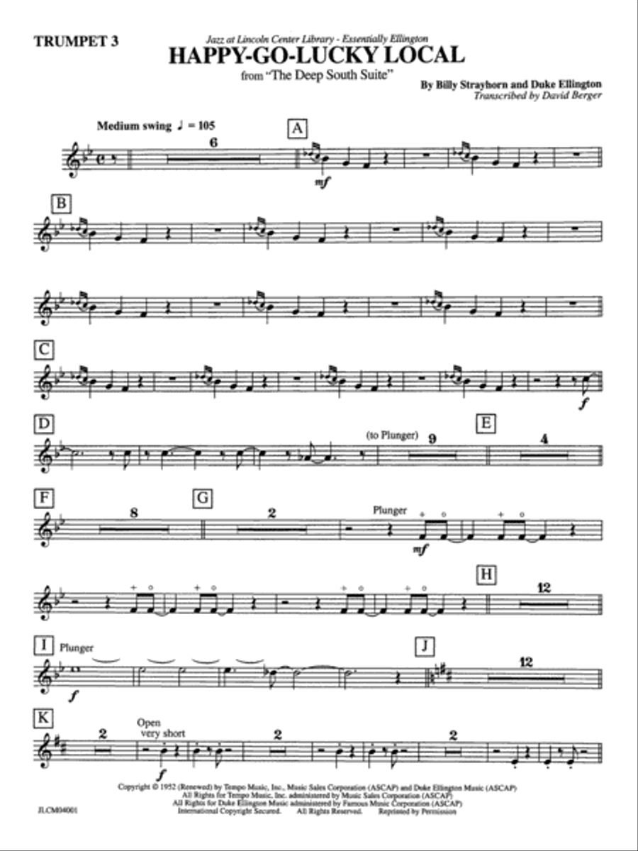 Happy-Go-Lucky Local (from Deep South Suite): 3rd B-flat Trumpet Jazz Ensemble scores gallery preview page 1