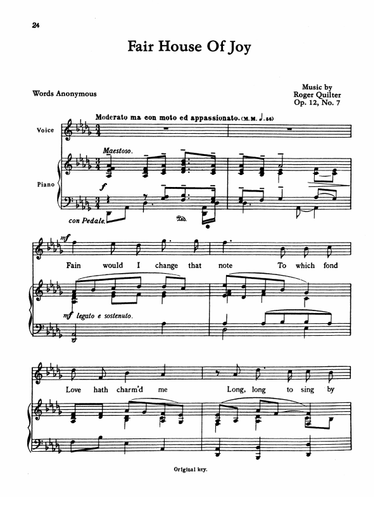 Quilter: Seven Elizabethan Lyrics, Op. 12 (High Voice, English)