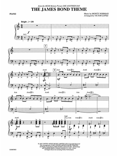 The James Bond Theme (from Die Another Day): Piano Accompaniment