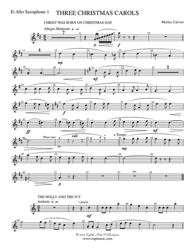 Three Christmas Carols: E-flat Alto Saxophone