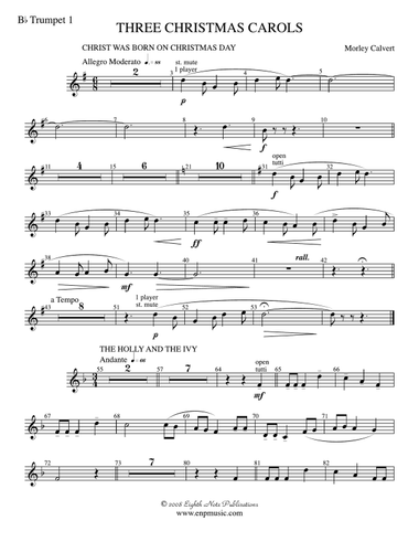 Three Christmas Carols: 1st B-flat Trumpet