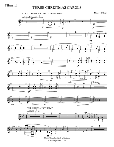 Three Christmas Carols: 1st & 2nd F Horns
