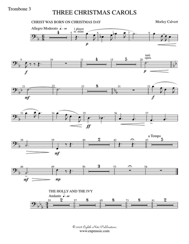 Three Christmas Carols: 3rd Trombone