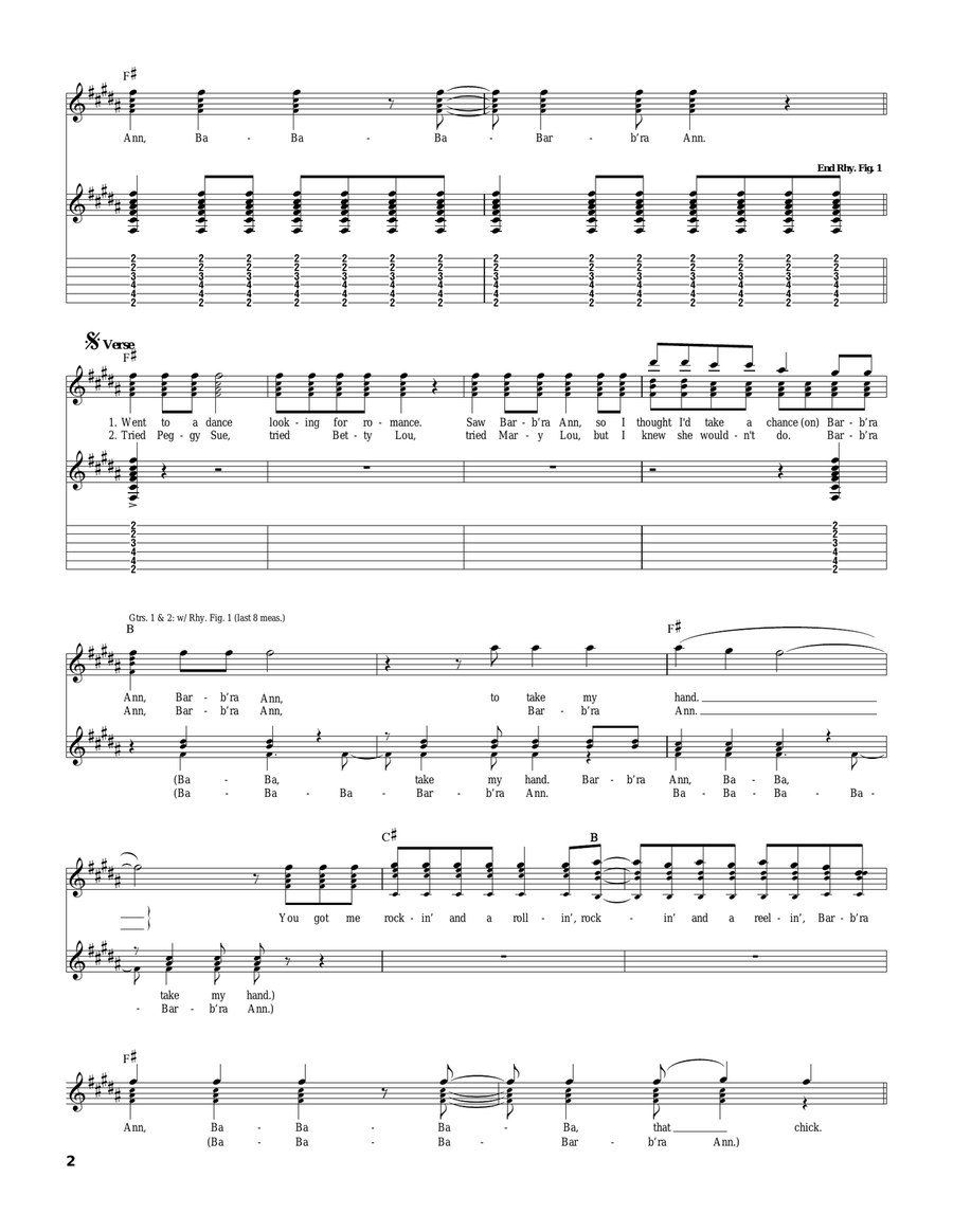 Barbara Ann Barbara Ann Acoustic Guitar scores gallery preview page 2