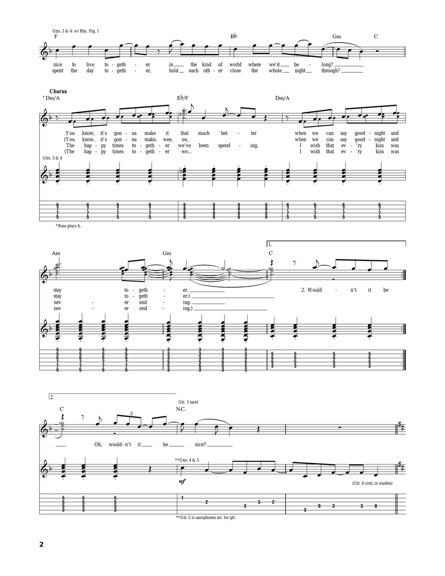 Wouldn't It Be Nice Acoustic Guitar scores gallery preview page 2