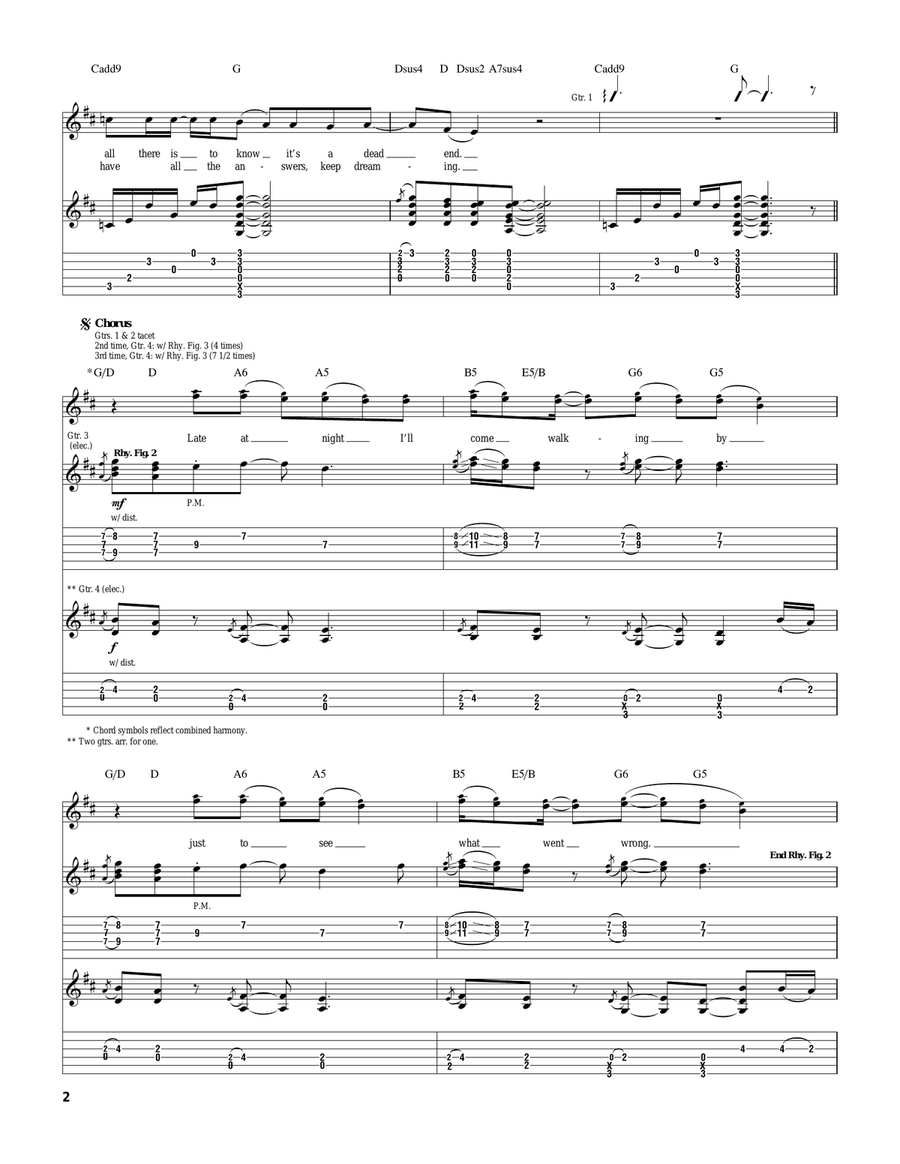One Late Night One Late Night Guitar Tablature scores gallery preview page 2