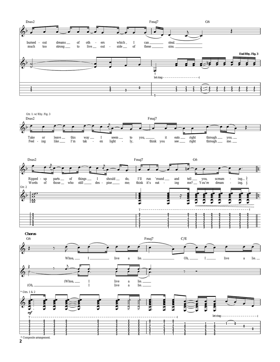 Live A Lie Live A Lie Acoustic Guitar scores gallery preview page 2