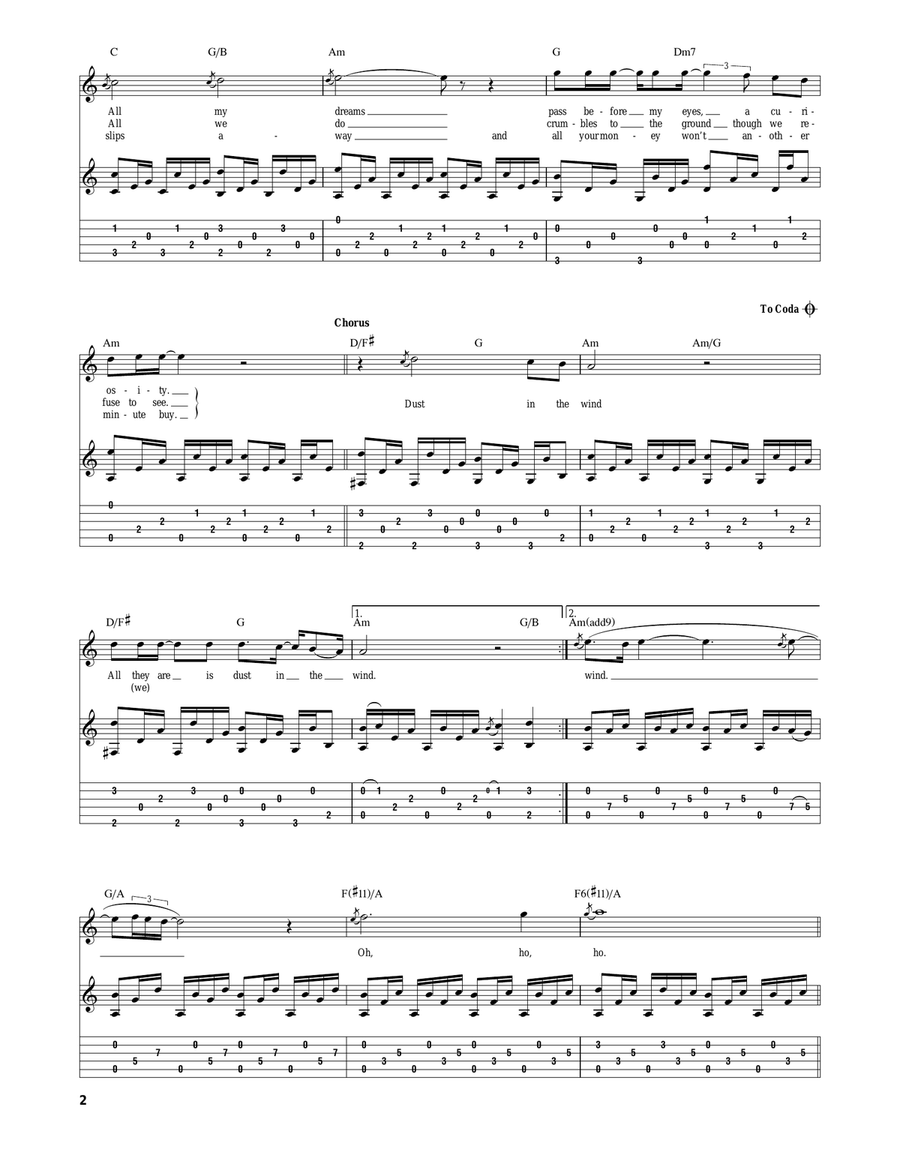 Dust In The Wind Dust In The Wind Acoustic Guitar scores gallery preview page 2