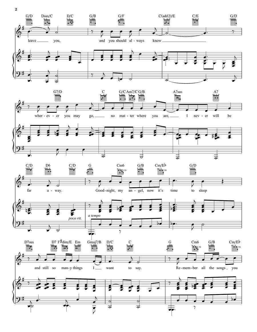 Lullabye (Goodnight, My Angel) Piano, Vocal, Guitar scores gallery preview page 2