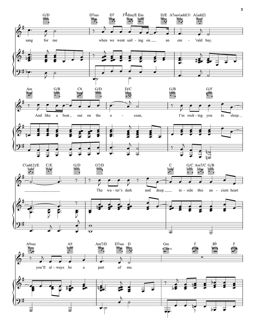 Lullabye (Goodnight, My Angel) Piano, Vocal, Guitar scores gallery preview page 3
