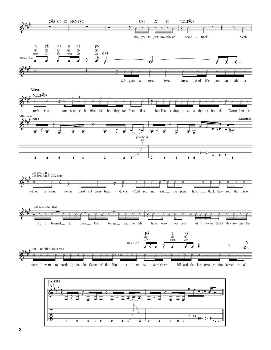 Bombtrack Bombtrack Electric Guitar scores gallery preview page 2