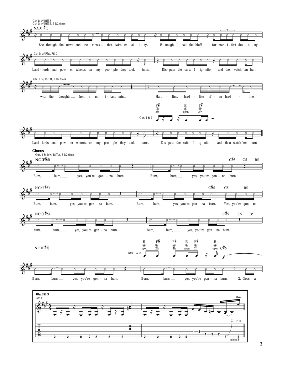 Bombtrack Bombtrack Electric Guitar scores gallery preview page 3