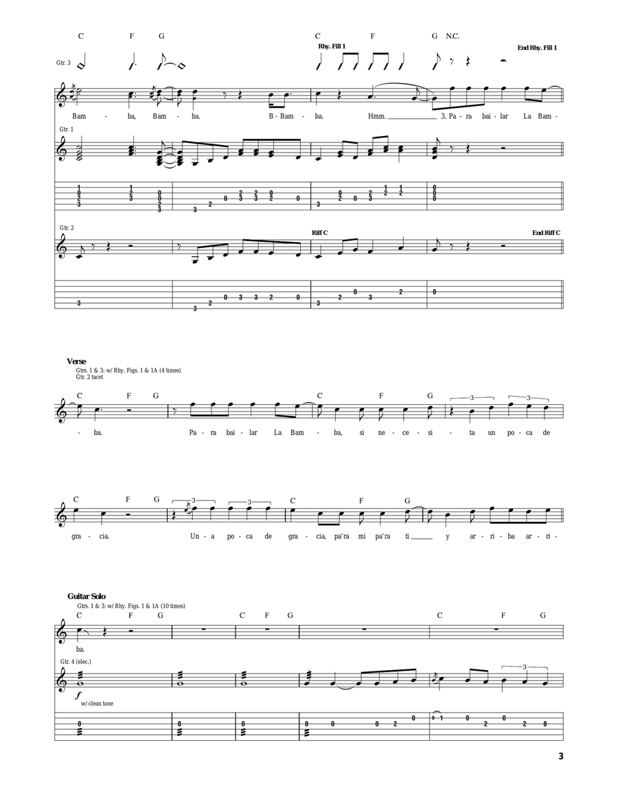 La Bamba La Bamba Acoustic Guitar scores gallery preview page 3