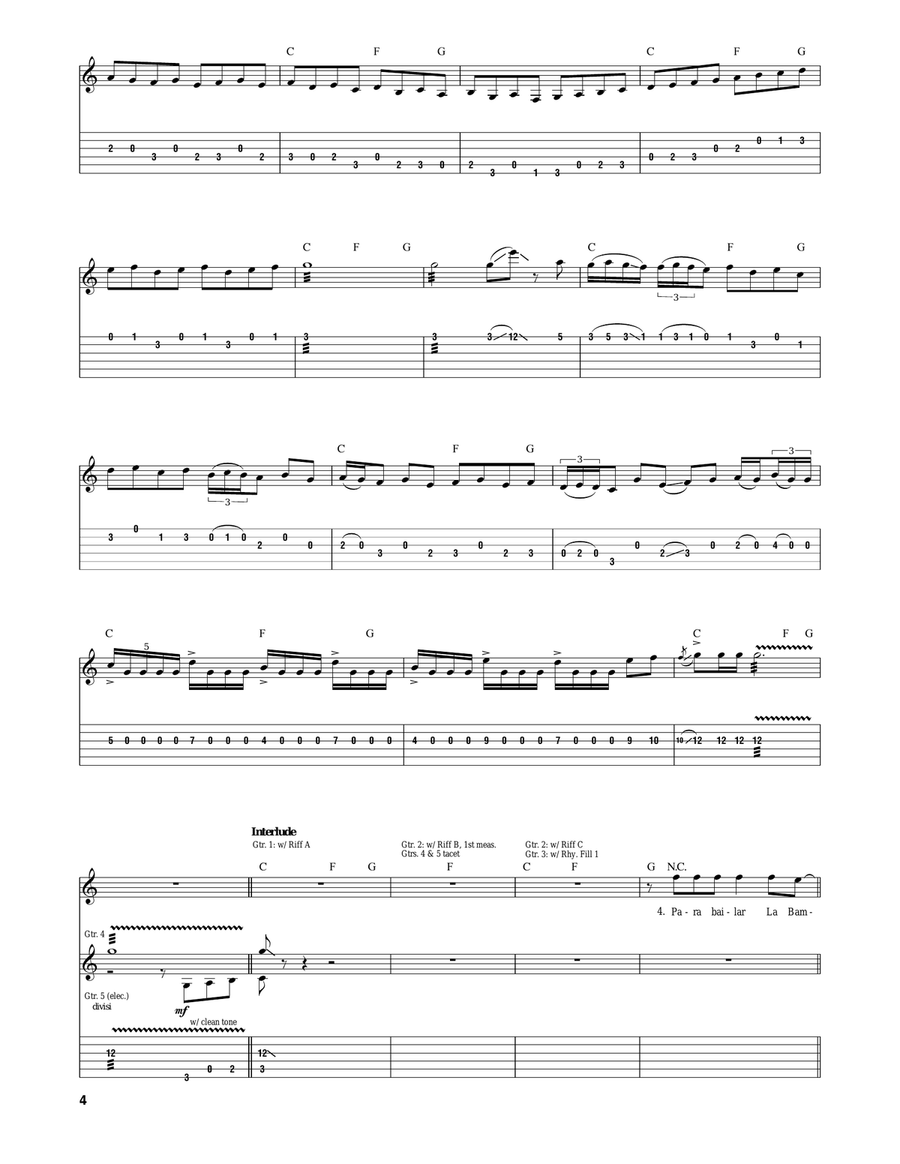La Bamba La Bamba Acoustic Guitar scores gallery preview page 4