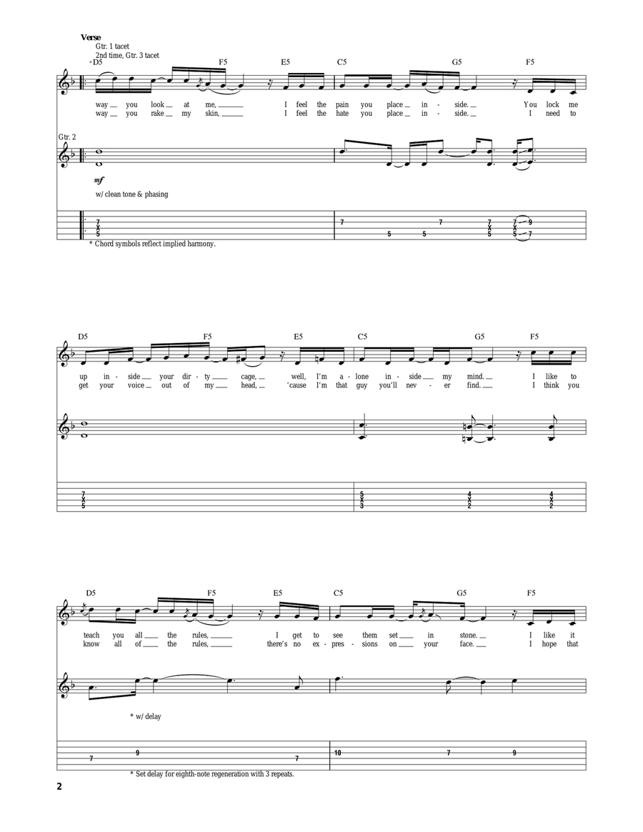Control Control Guitar Tablature scores gallery preview page 2