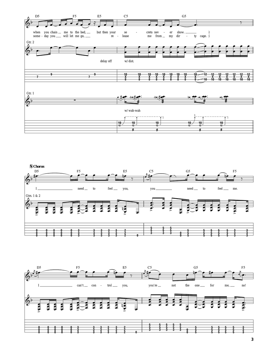 Control Control Guitar Tablature scores gallery preview page 3
