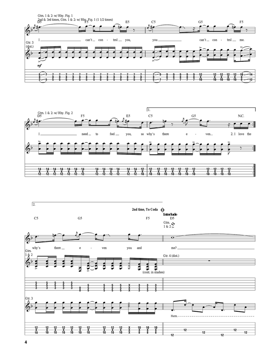 Control Control Guitar Tablature scores gallery preview page 4