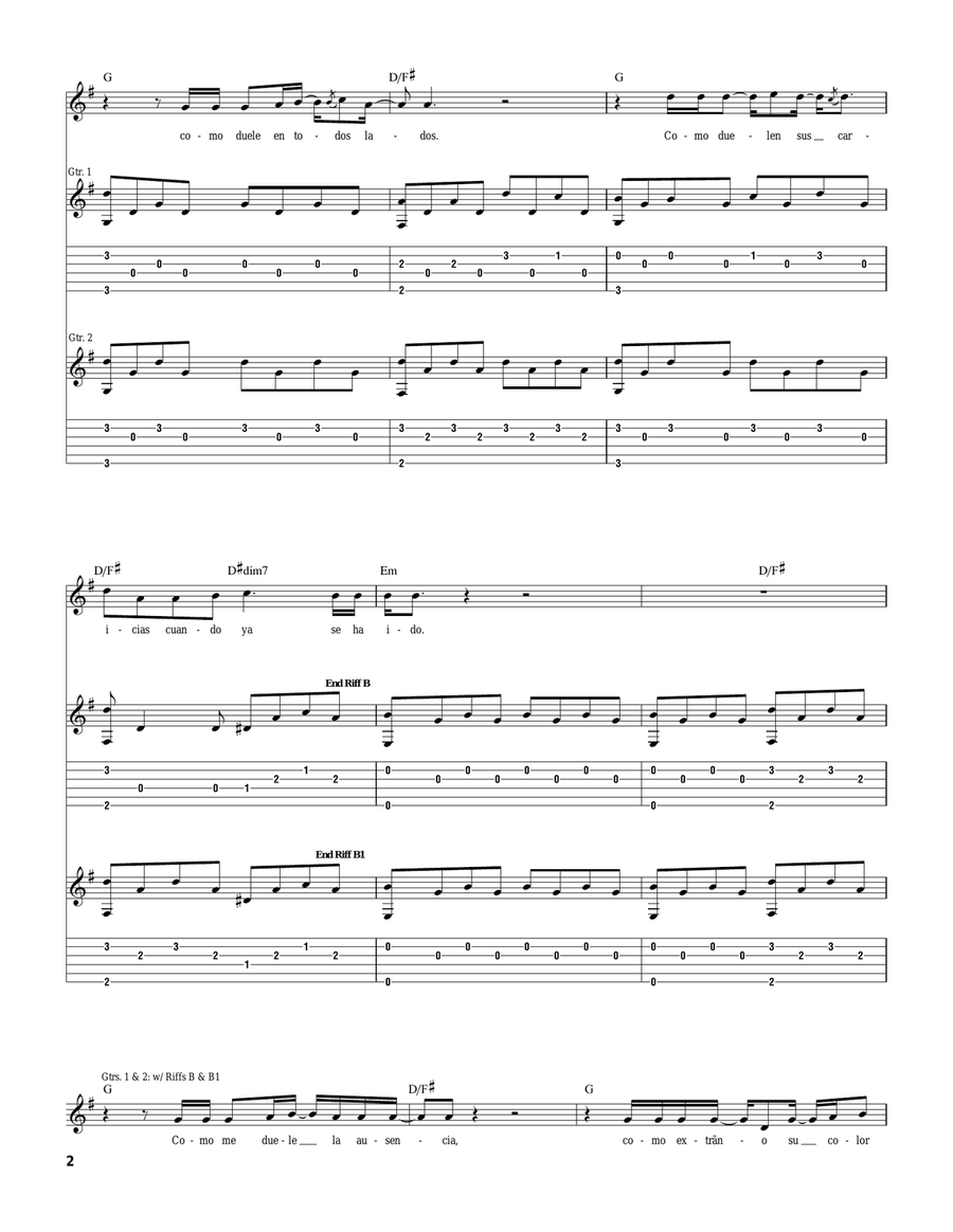 Como Dueles En Los Labios Acoustic Guitar scores gallery preview page 2