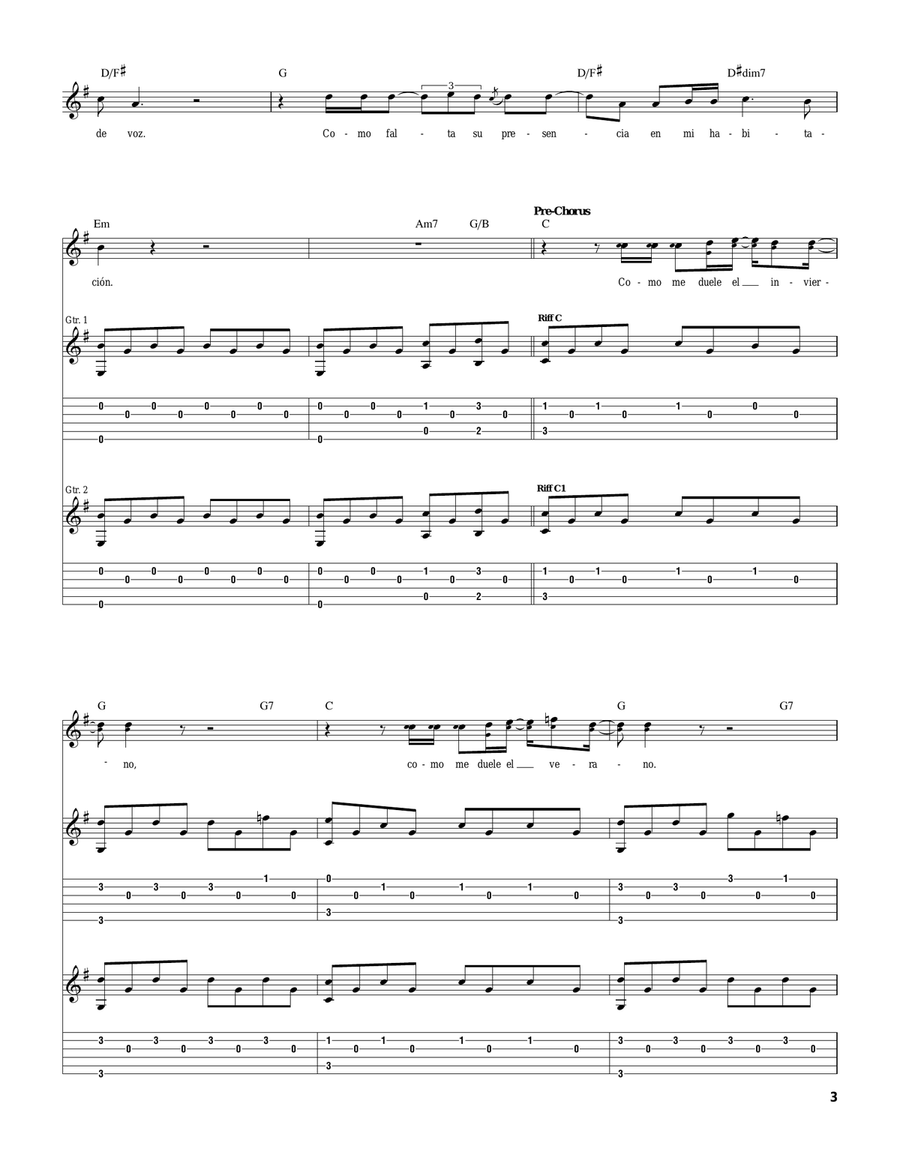 Como Dueles En Los Labios Acoustic Guitar scores gallery preview page 3