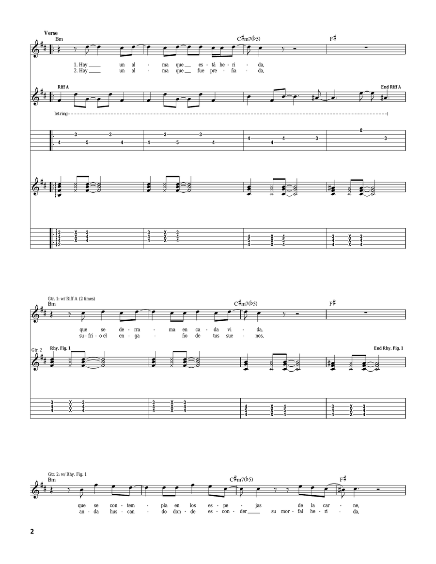 Como Tu Como Tu Guitar Tablature scores gallery preview page 2