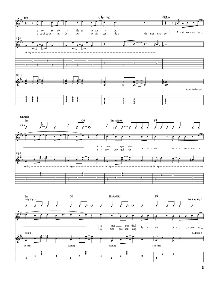Como Tu Como Tu Guitar Tablature scores gallery preview page 3