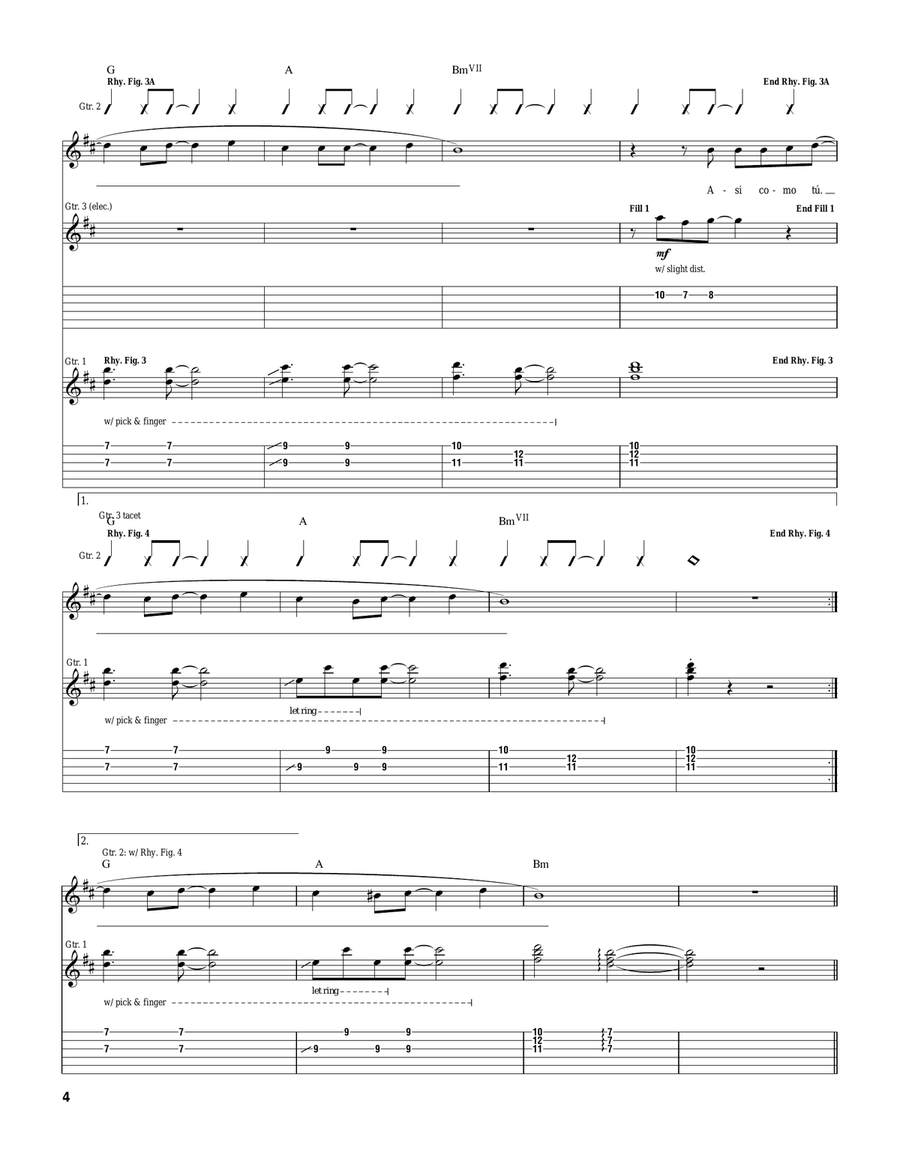 Como Tu Como Tu Guitar Tablature scores gallery preview page 4