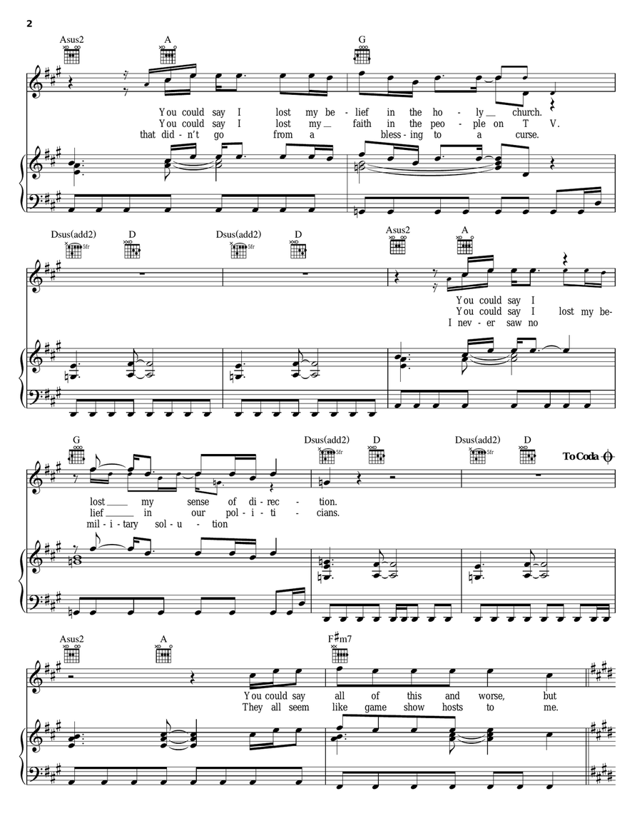 If I Ever Lose My Faith In You Piano, Vocal, Guitar scores gallery preview page 2