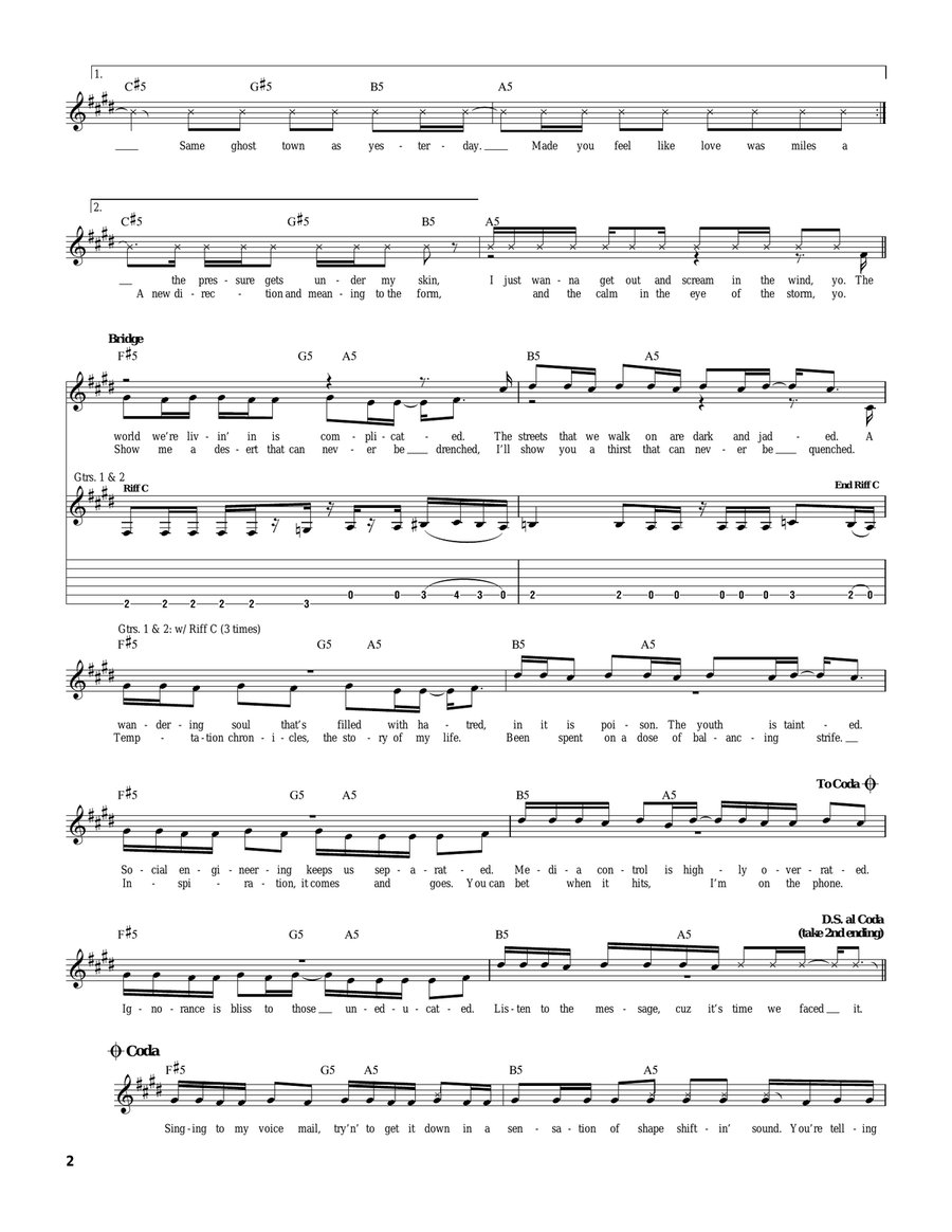 Wake Your Mind Up Wake Your Mind Up Guitar Tablature scores gallery preview page 2