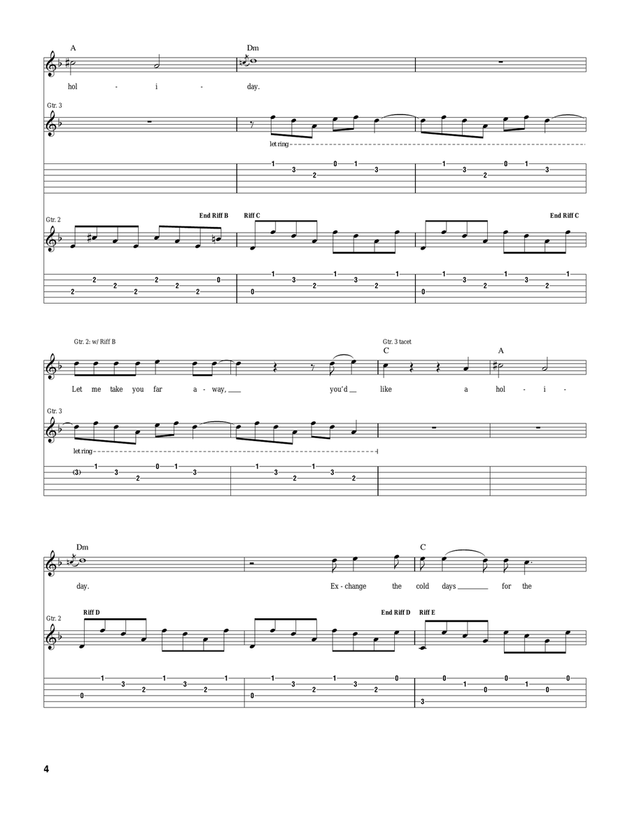 Holiday Holiday Electric Guitar scores gallery preview page 4