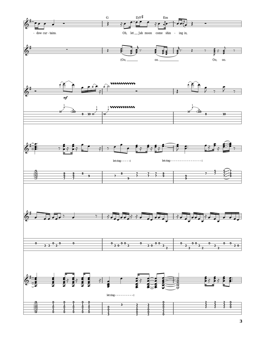 Turn Your Lights Down Low Guitar Tablature scores gallery preview page 3