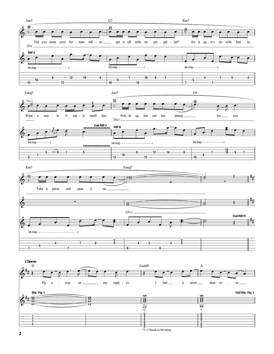 The Zephyr Song The Zephyr Song Guitar Tablature scores gallery preview page 2