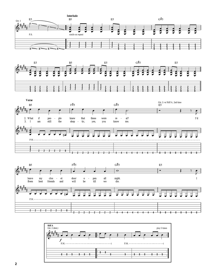 Aliens Exist Guitar Tablature scores gallery preview page 2