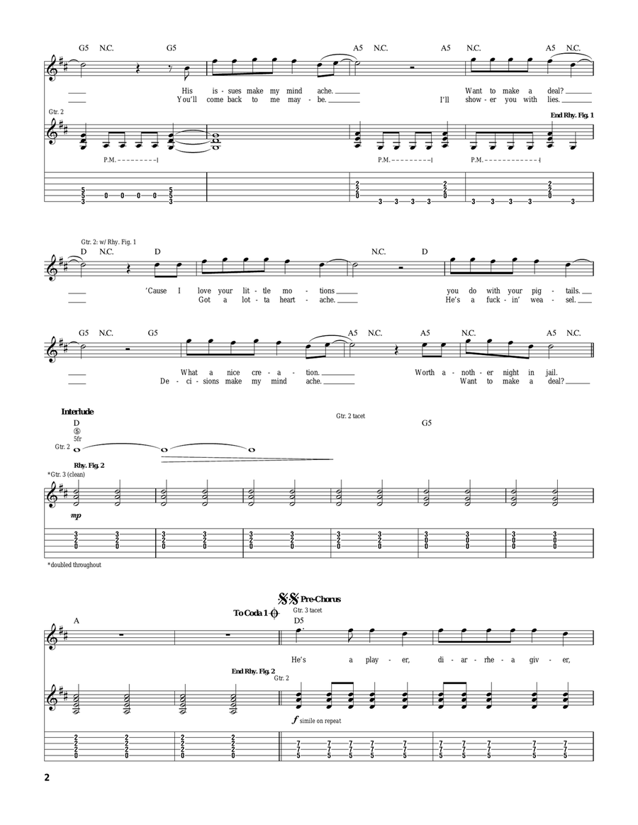Dysentery Gary Dysentery Gary Guitar Tablature scores gallery preview page 2