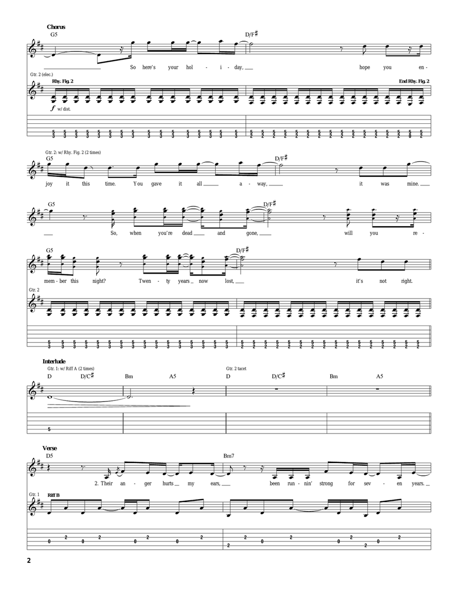 Stay Together For The Kids Electric Guitar scores gallery preview page 2