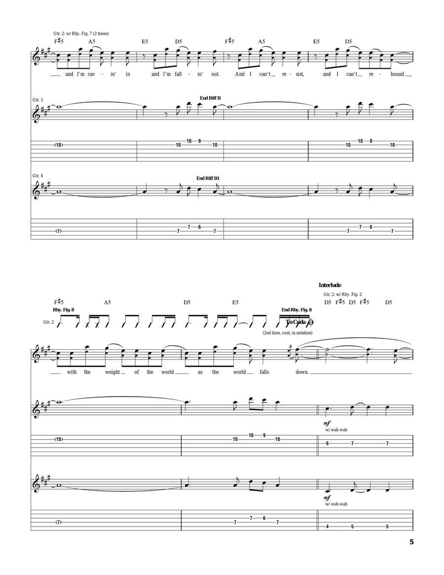 Weight Of The World Weight Of The World Electric Guitar scores gallery preview page 5