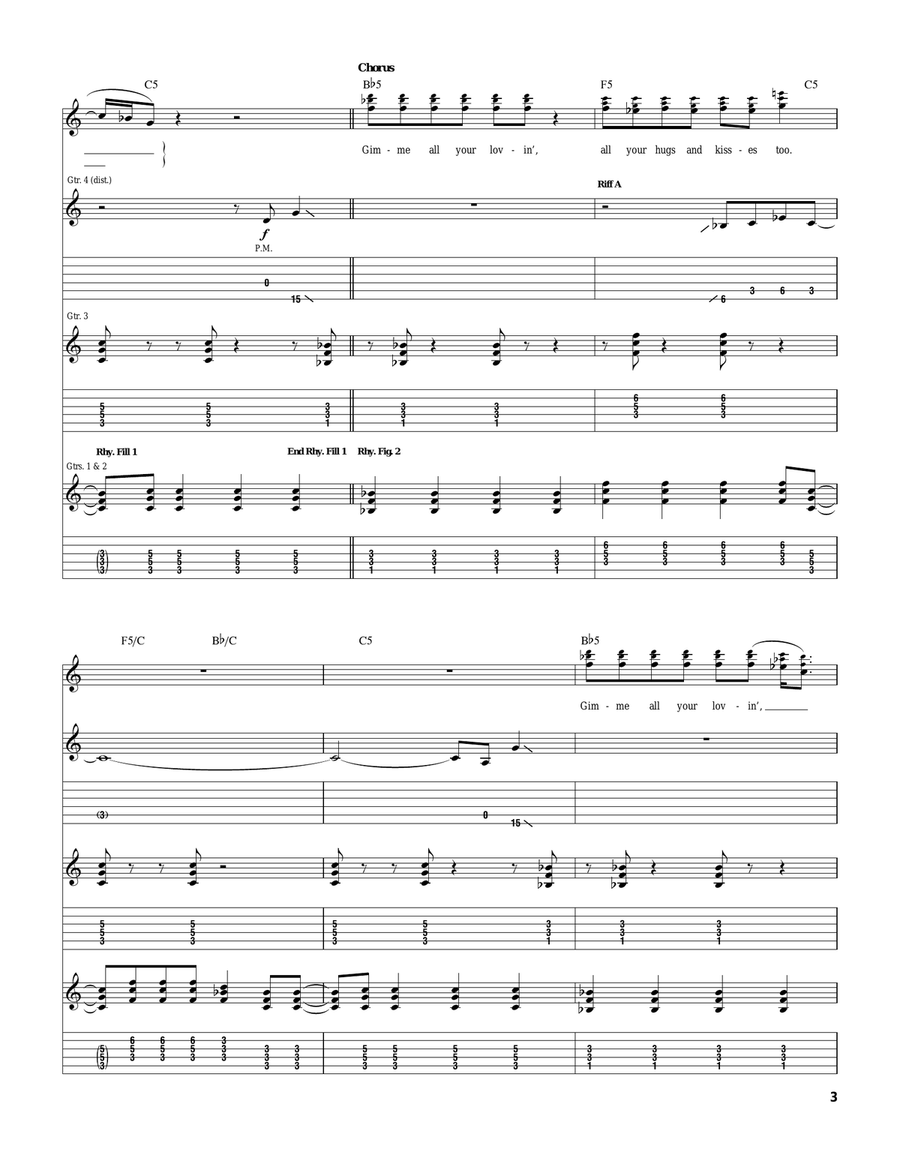 Gimme All Your Lovin' Gimme All Your Lovin' Acoustic Guitar scores gallery preview page 3