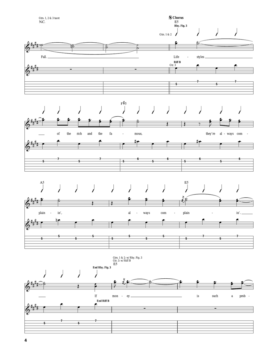 Lifestyles Of The Rich And Famous Guitar Tablature scores gallery preview page 4