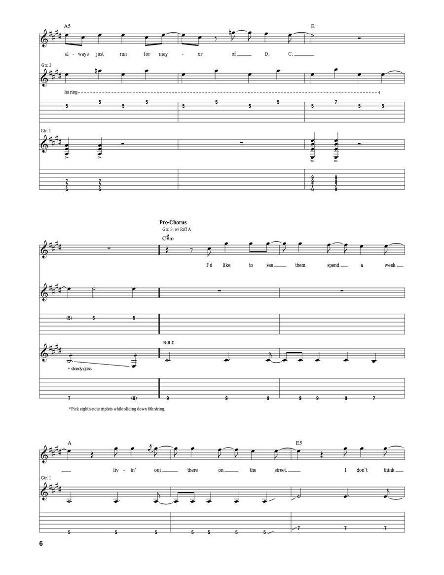 Lifestyles Of The Rich And Famous Guitar Tablature scores gallery preview page 6