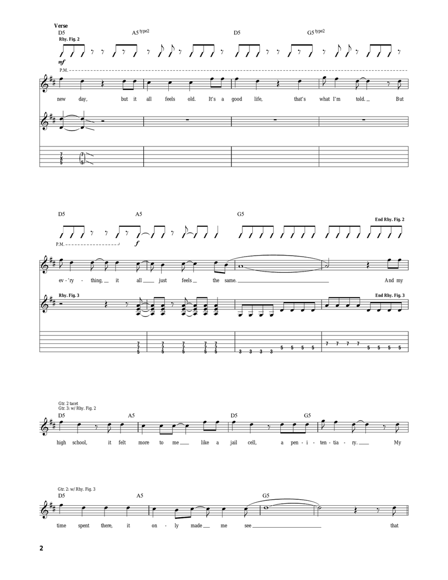 The Anthem The Anthem Guitar Tablature scores gallery preview page 2