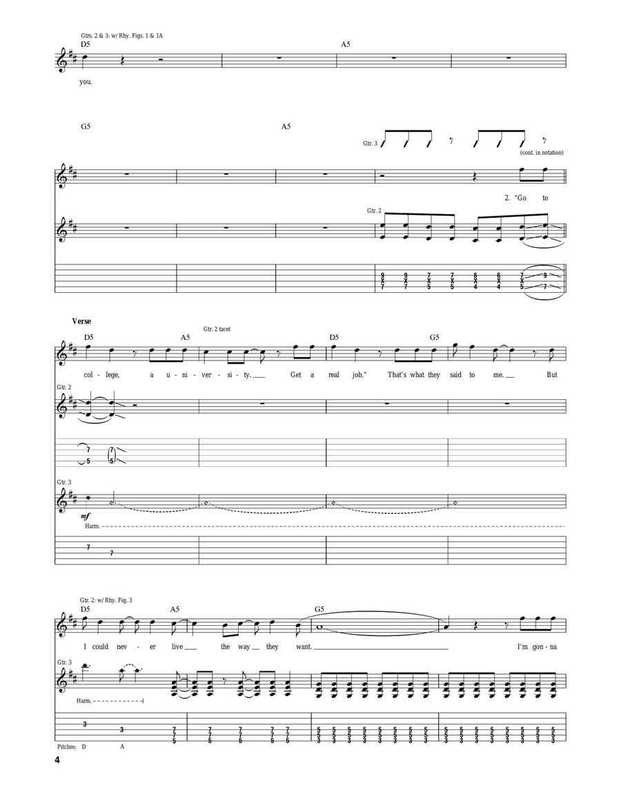 The Anthem The Anthem Guitar Tablature scores gallery preview page 4